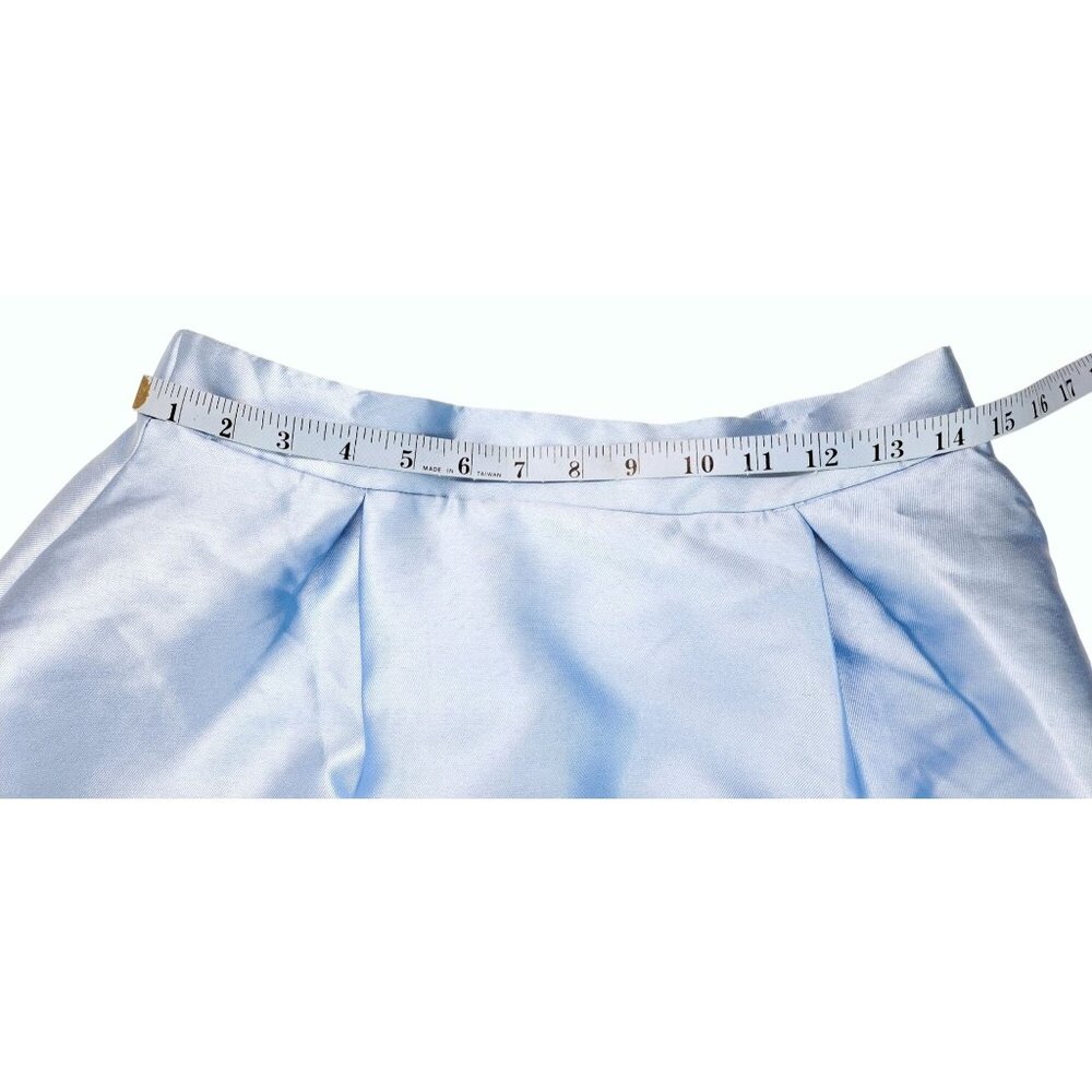 Nickie Lew Light Blue High-Low Skirt Girl Size 14 Satin Elastic Waist Zipper New - Picture 10 of 11